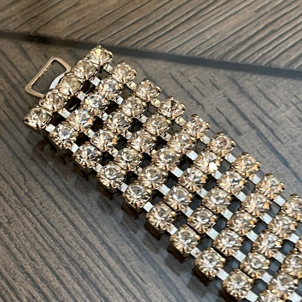 Vintage Wide Rhinestone Bracelet - Picture 4 of 16